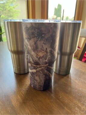 Three RTIC Insulated Travel Tumblers